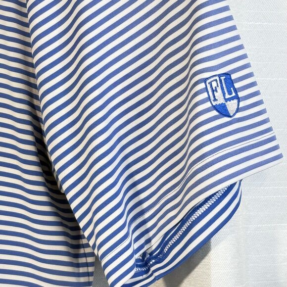 Donald Ross Sport Shirt Mens XXL Blue White Striped Short Sleeve Golf Polo - Picture 6 of 8